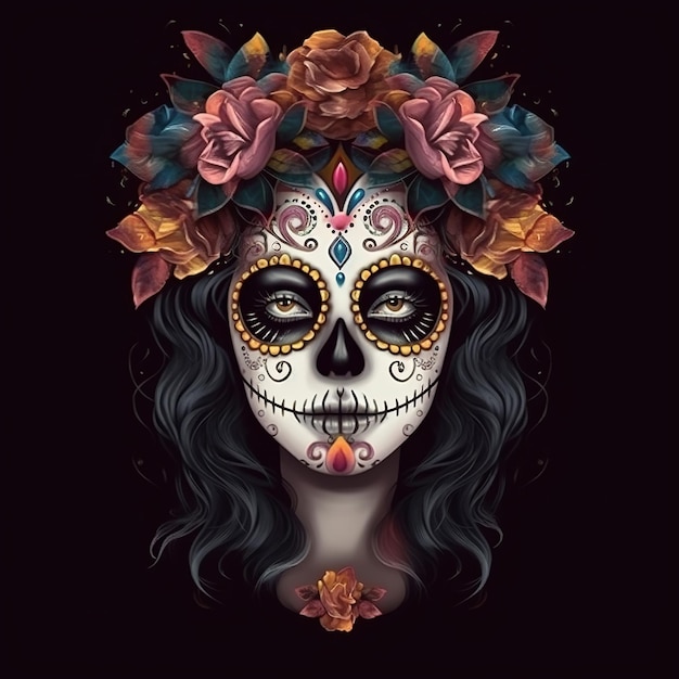 Dia de los muertos Maxican-Maskenmädchen Generative Ai