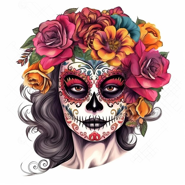 Dia de los muertos Maxican-Maskenmädchen Generative Ai