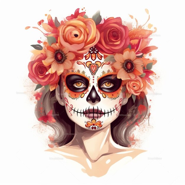 Dia de los muertos Maxican-Maskenmädchen Generative Ai