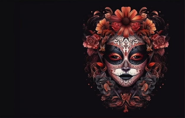 Foto dia de los muertos maxican-maskenmädchen generative ai