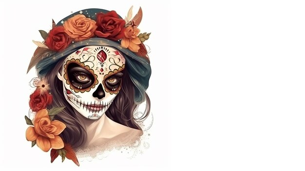 Dia de los muertos Maxican-Maskenmädchen Generative Ai