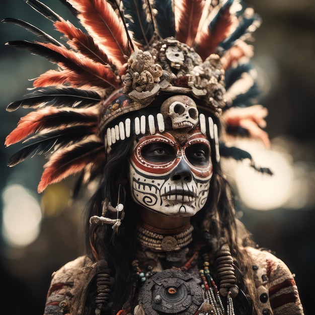 Dia DE Los Muertos pintura facial feriado mexicano nativo americano