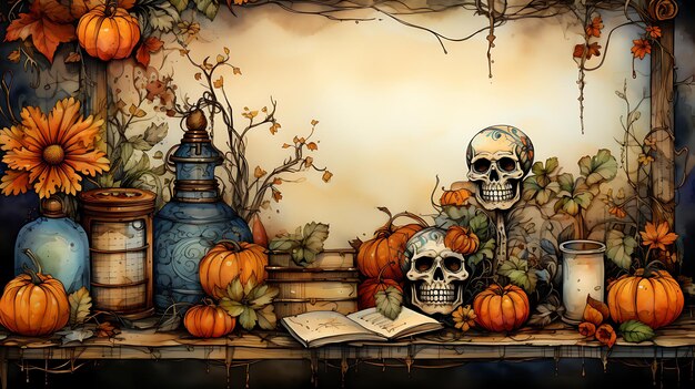 Foto dia de los muertos rahmenhintergrundillustration mit skelett-tag der toten-konzept