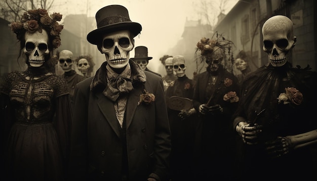 Foto dia de los muertos sepia