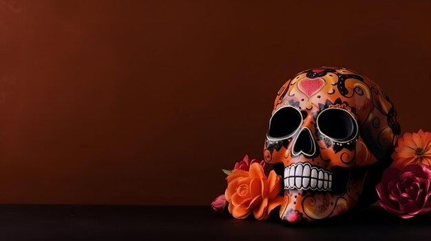 Dia de Los Muertos Tag der Toten mit Zuckerschädel generativer ai