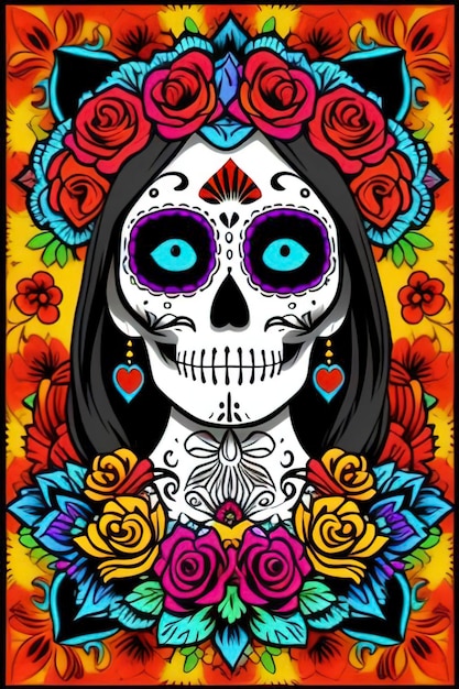 Dia de los Muertos também conhecido como Dia dos Mortos e Ilustração de La Catrina