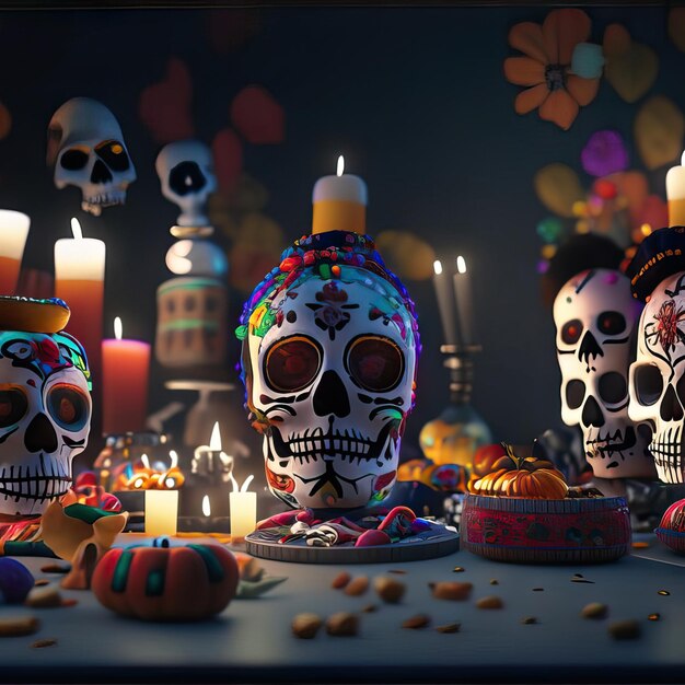 Dia de muertos Elemente Darstellung Generative KI