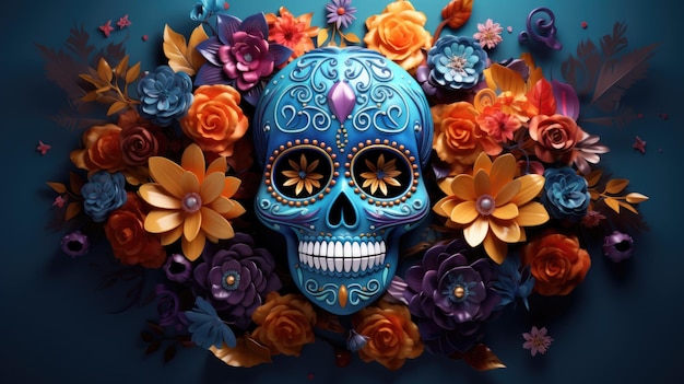 dia de muertos festival de máscaras de maquiagem do dia dos mortos