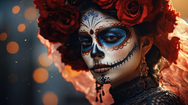 dia de muertos festival de máscaras de maquiagem do dia dos mortos