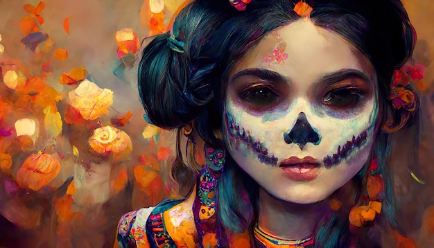 Dia de muertos ilustração de arte conceitual de mulher