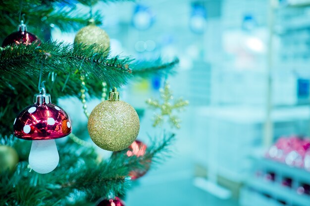 Dia de natal, decoração da árvore de natal, inverno