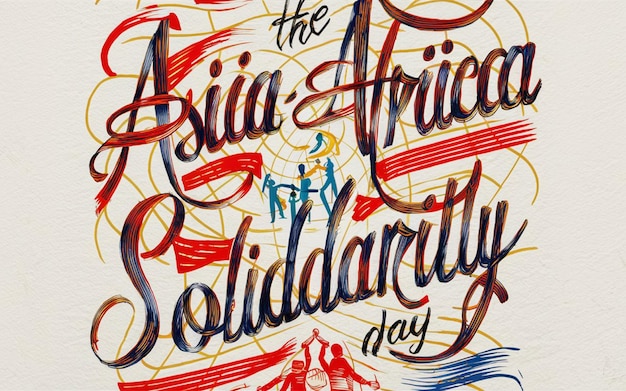 Dia de Solidariedade Ásia-Àfrica escrito à mão