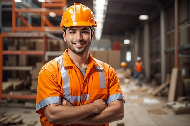 dia de trabalho homem trabalhador construtor capacete de segurança uniforme de segurança