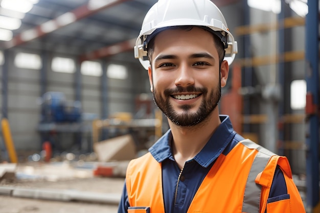 Foto dia de trabalho homem trabalhador construtor capacete de segurança uniforme de segurança