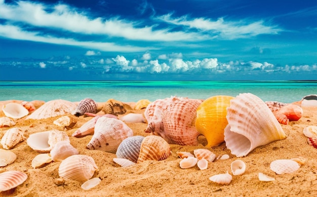 dia de verão uma praia de areia tropical palmeiras e mar férias paraíso 804jpg