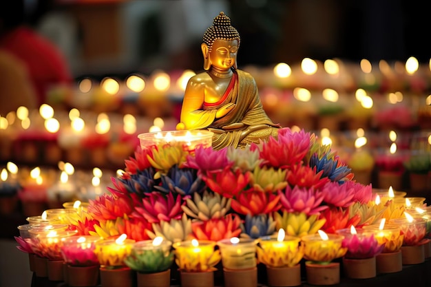 Dia de Vesak com IA generativa de buda e lótus