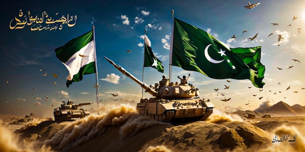 Día de la Defensa escrito en caligrafía urdu 6 de septiembre Feliz Día de la Defensa Pakistán