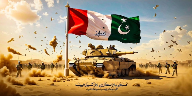 Día de la Defensa escrito en caligrafía urdu 6 de septiembre Feliz Día de la Defensa Pakistán