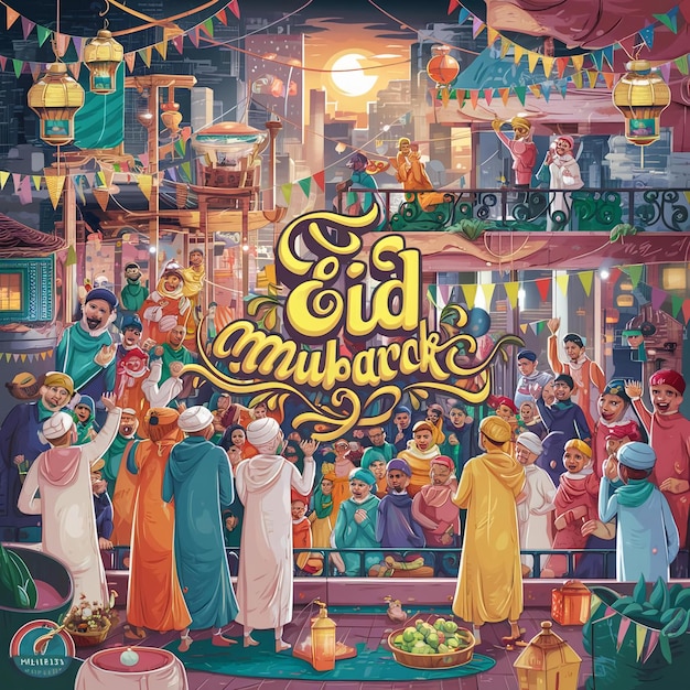 Dia do Eid al-Fitr com os muçulmanos tradicionais