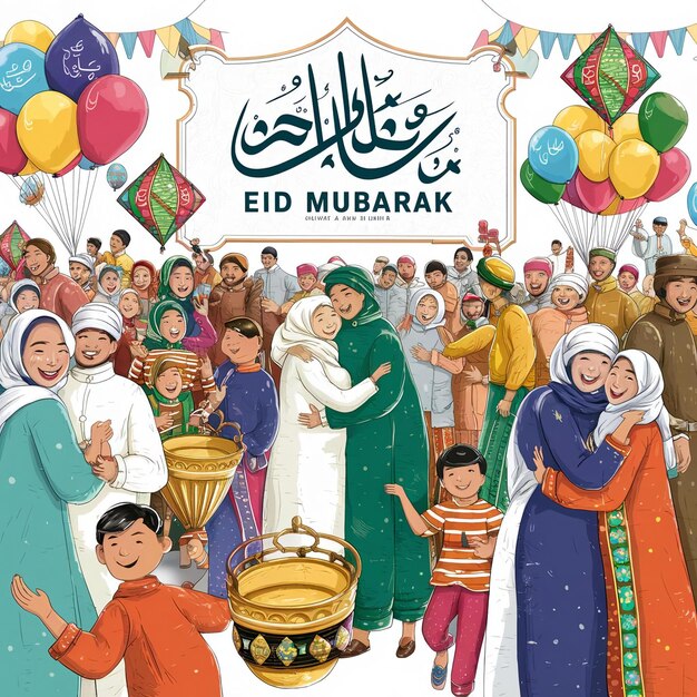 Dia do Eid al-Fitr com os muçulmanos tradicionais