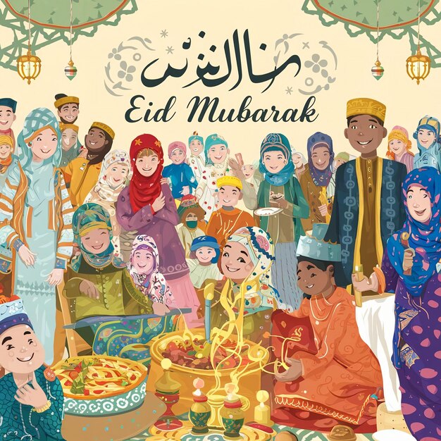 Dia do Eid al-Fitr com os muçulmanos tradicionais