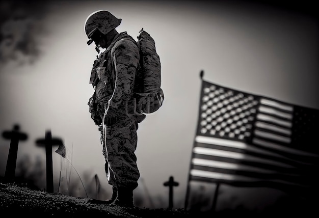 Dia do Memorial do Campo do Cemitério dos Veteranos do Exército na América Generative AI