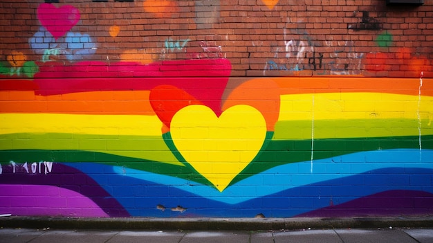 Dia do Orgulho graffiti na parede cores do arco-íris lgtbi