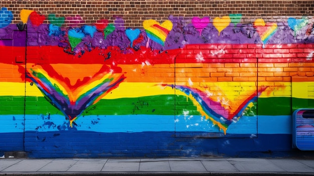 Dia do Orgulho graffiti na parede cores do arco-íris lgtbi