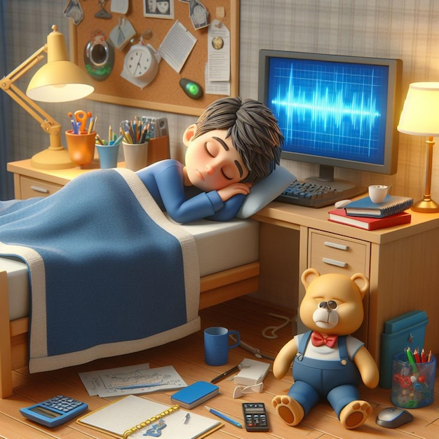 Dia do sono do mundo de personagens 3D Poster de banner de mídia social