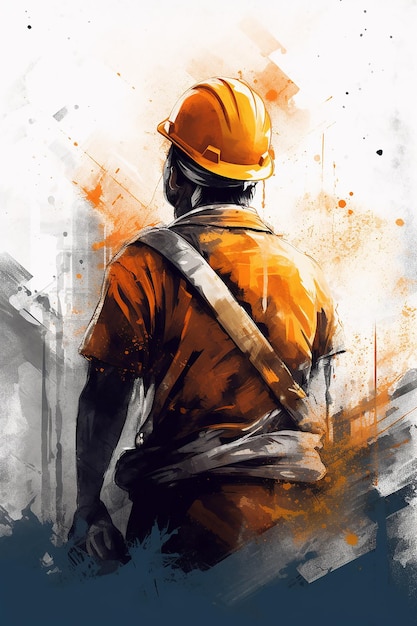 Dia do Trabalho dos Trabalhadores da Construção Pintura Digital ai gerada