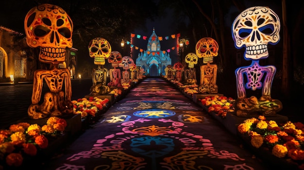 Dia dos mortos decoração de rua dia de los muertos