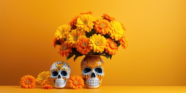 Dia dos mortos Dia De Los Muertos Celebração de fundo Gerado por IA