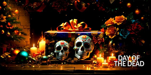 Dia dos Mortos dia de los muertos feriado mexicano banner festival de cultura mexicana plano dia de muer