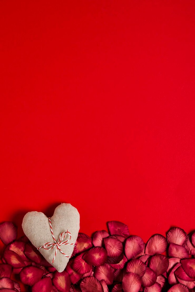 Dia dos namorados amor coração e pétalas de rosa