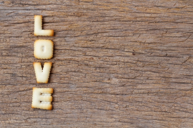 Dia dos namorados, amor palavra composta por letras de cookies