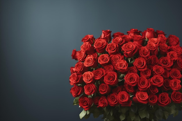 Dia dos Namorados belo grande buquê de rosas vermelhas com espaço para texto ideia de presente romântico