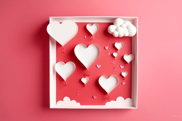 Dia dos Namorados em papel com balão de coração e amor Generative Ai