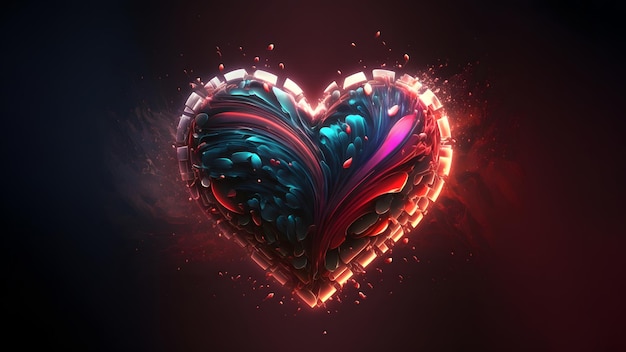 Dia dos namorados escuro ornamentado fantasia coração símbolo rede neural arte gerada