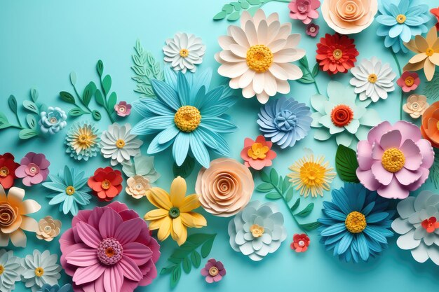 Dia dos Namorados Flores de Primavera Assortidas em Azul Pastel Frescura Floral e Beleza IA Generativa