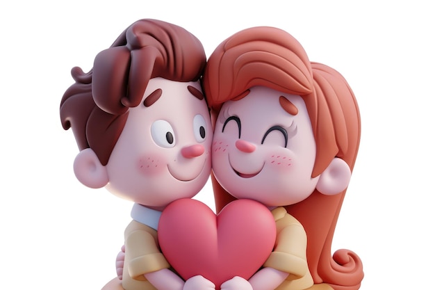 Foto dia dos namorados romântico amor e afeição casal de desenhos animados 3d bonito