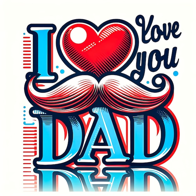 Dia dos Pais Eu te amo pai design de cartão de mensagem