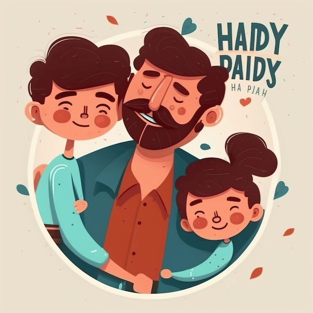 Dia dos pais Menino bonito com o pai brincando abraçando o pai e rindo Ai Gerado