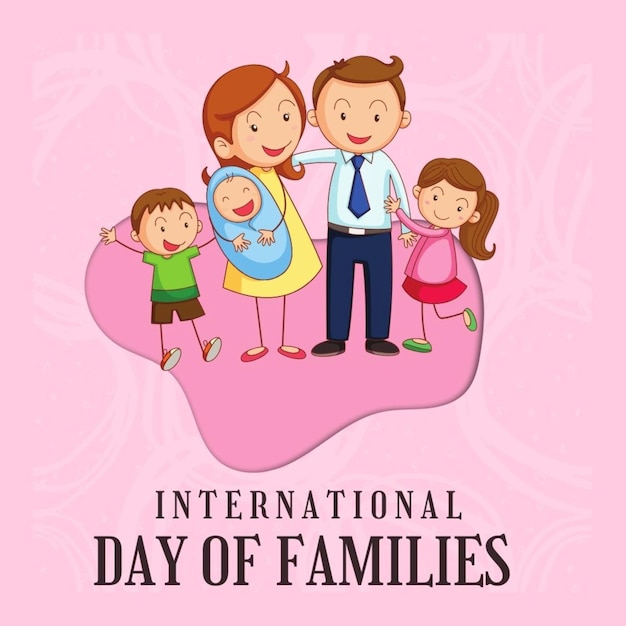 un día familiar de las familias con un fondo rosado