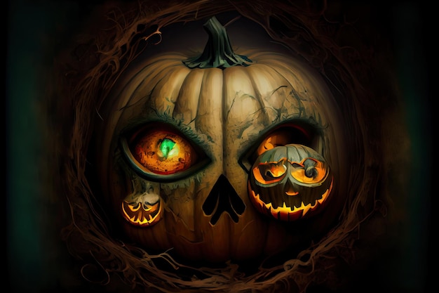 Día de Halloween ojos de Jack O' Lanterns truco o trato Samhain Víspera de todos los santos Víspera de todos los santos Todo el fondo de halloween espeluznante Horror Ghost Demon 31 de octubre