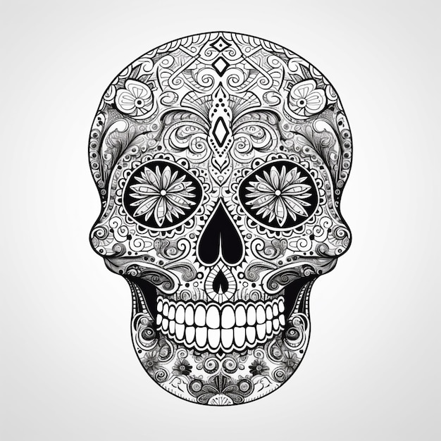 Día de la ilustración de arte de vector de cráneo muerto