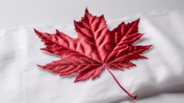 Día de la Independencia de Canadá Hoja de arce roja sobre un fondo blanco primer plano generado por IA