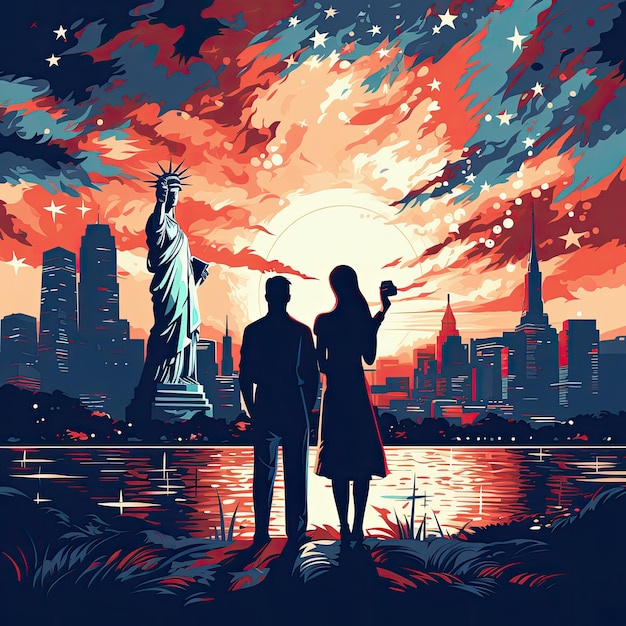 Día de la Independencia de Estados Unidos 4 de julio tema arte digital ilustración y fondos