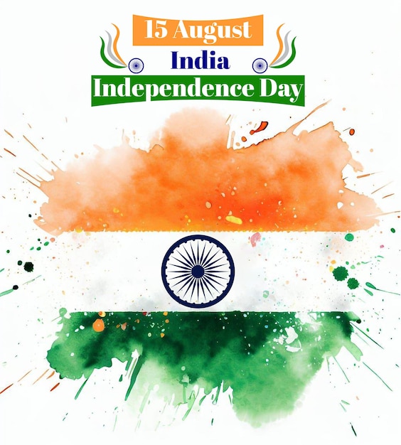 Día de la independencia de la India Fondo de acuarela con Ashoka chakra