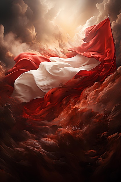 Día de la independencia de indonesia bandera indonesia ondeando con pasión