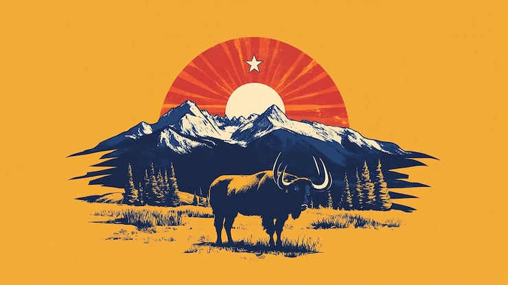 Foto día de la independencia de montana estados unidos ilustración del diseño del logotipo